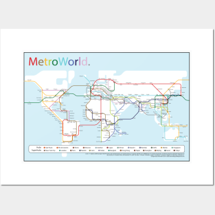 Reimagining the planet: MetroWorld fantasy transportation map Posters and Art